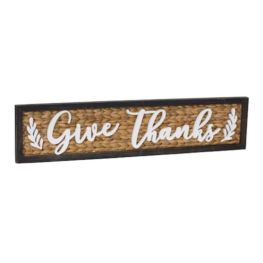 32&#x22; Woven Give Thanks Sign